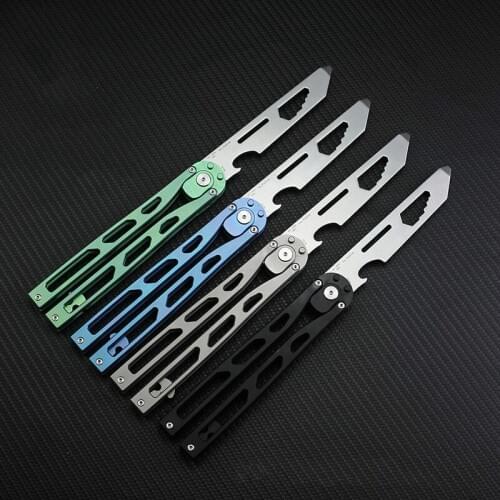 New Structure Trainer Butterfly 8cr Blade Titanium Handle Training Knife Camping Hunting EDC Multi Tools Free-swinging Knifes