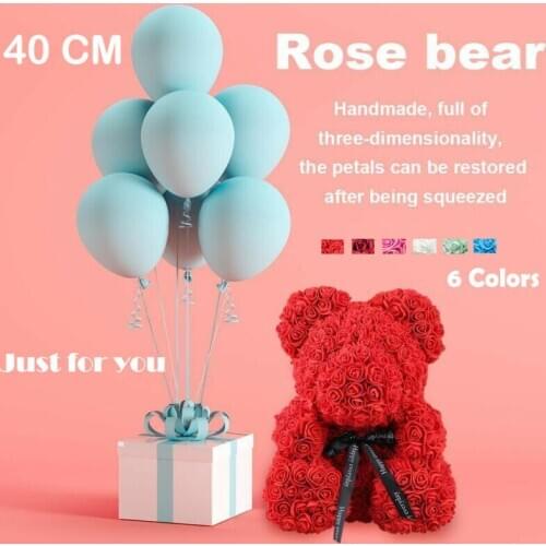 New Hot Wedding Present Romantic Valentines Day Plush Rose Teddy Bear Gifts Cute Christmas With Box 25-40cm