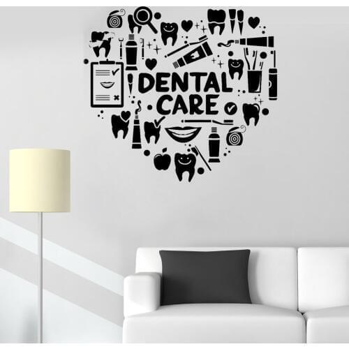 New Design Dental Care Wall Decal Art Vinyl Stickers Bathroom Interior Decor High Quality Waterproof Dentist Style Decals LC283