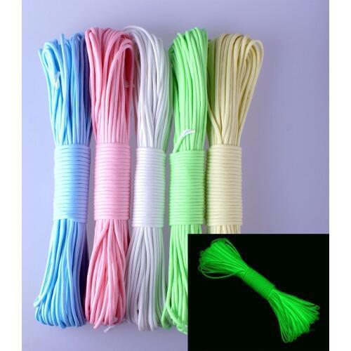 1 PCS 9 Strand 550 Luminous Glow in the Dark Paracord Parachute Cord 100FT 5 Colors