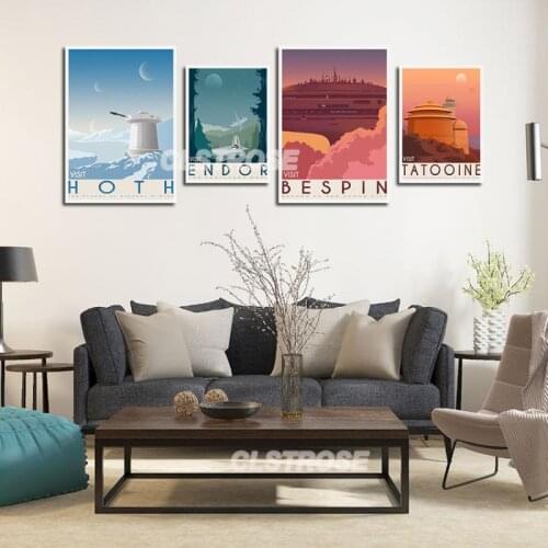 Landscape Painting Poster City and City Name Home Decoration Wall Print Canvas Picture for Bedroom Living Room Frameless Style