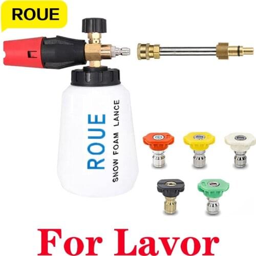 High Pressure Washer Gun Foam Cannon Snow Foam Lance Foam Spray Mist with 1/4" Quick Connector Five Nozzle Tips for Lavor