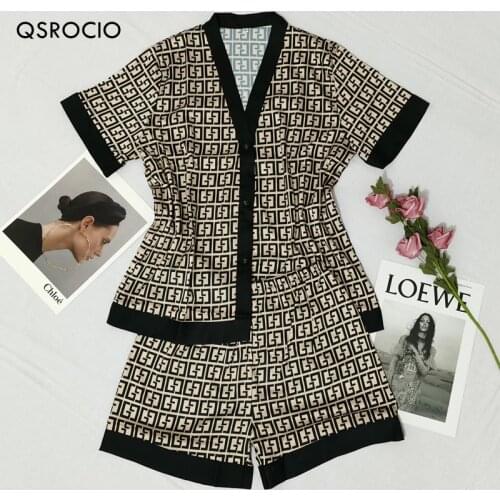 Womens Pajamas Set Luxury Fashion Cross Letters Print Short Sleeve Sleepwear Female Silk Like Leisure Home Clothes Nightwear