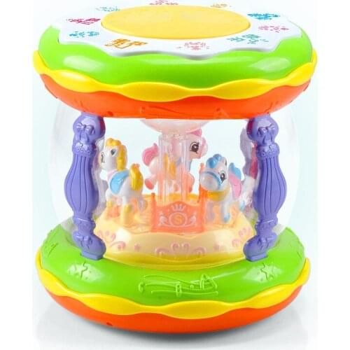 Early childhood education baby hand drum with microphone puzzle music pat drum carousel drum toddler toys musical toys for baby