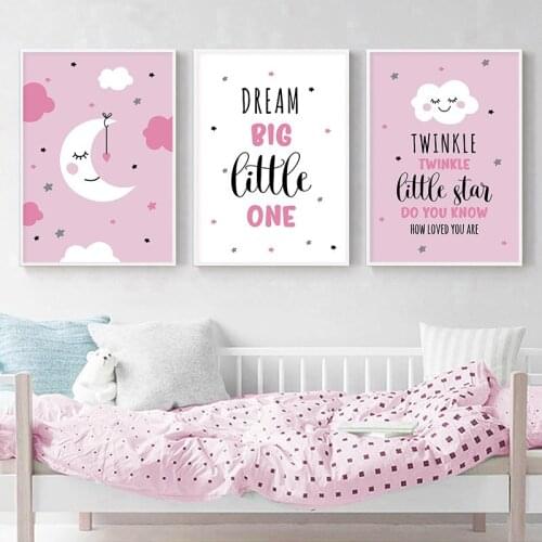 Cartoon Moon Canvas Art Poster Nursery Quotes Decorative Print Wall Painting Decoration Picture Nordic Kid Baby Bedroom Decor