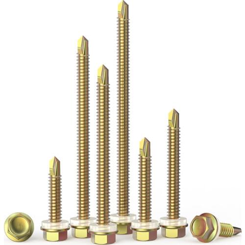 External Hexagon Self-drilling Screw Dovetail Wood Self-tapping Screw Color Zinc Steel Tile Nail M4.8/M5.5 With 8mm Sleeve