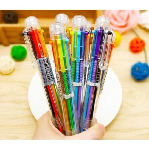 3pcs Multi 6 Colors In One Set Ball Point Ballpoint Pen For Writing School Office Supplies Stationery Kids