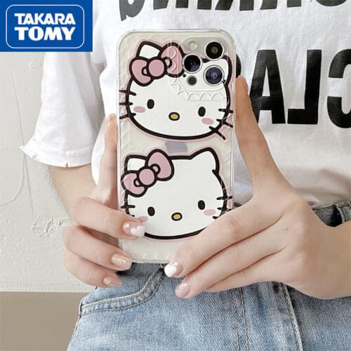 Takara Tomy Hellokitty Silicone Mobile Shell Suitable for IPhone 7/8P/X/XR/XS/XSMAX/11/12PRO/12 Phone Couple Case Cover