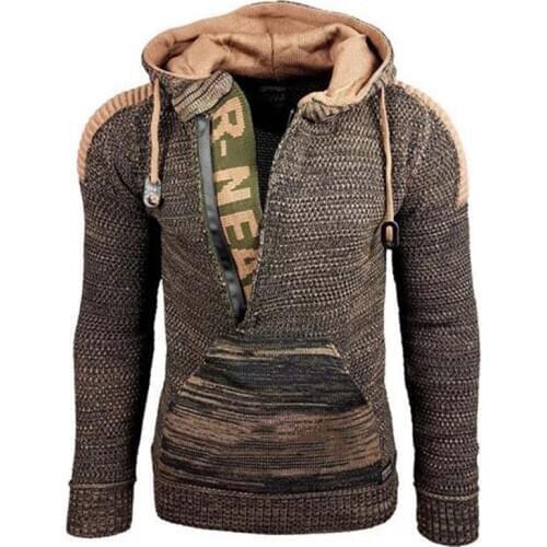 Mens Oversized Sweater Autumn Winter Casual Hooded Sweaters Pullover Men Full Sleeve Knitted Sweater Men Streetwear Pull Homme