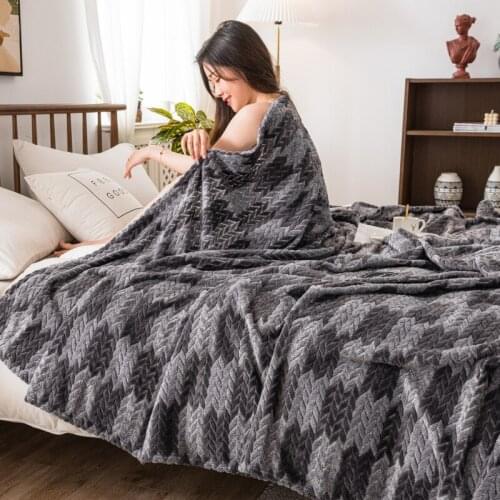 Coral Fleece Thickened Throw Blanket High Quality Super Plaid Cover Warmth Blankets for Beds Winter Adult Bed Covers