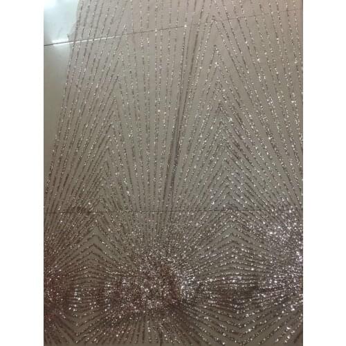 Stock 5yards HL687# Rose Gold radiate network flash powder lace fabric for bridal wedding dress/sawing Free shipping