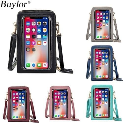 Buylor Women Crossbody Bag Mobile Phone Bag Women Wallets Touch Screen Phone Bag Multi-pocket Mini Shoulder Messenger Bag