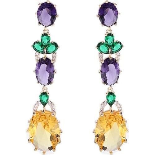 Women Brand Earrings Long Water Drop Dangle серьги 2021 тренд кольцо pendientes Shining Cubic Zirconia Luxury Wedding Jewelry