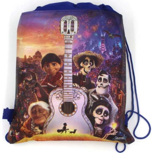 1Pcs Disney Coco Shopping Drawstring Boy Travel School Bag Non-woven Bag Fabrics Backpack Children Birthday Gift Bag Supply