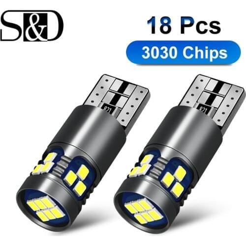 2Pcs Canbus T10 W5W 168 194 LED Bulb 18SMD 3030 Car Signal Lights Clearance License Plate Lamp White Red Yellow Blue Pink 12V