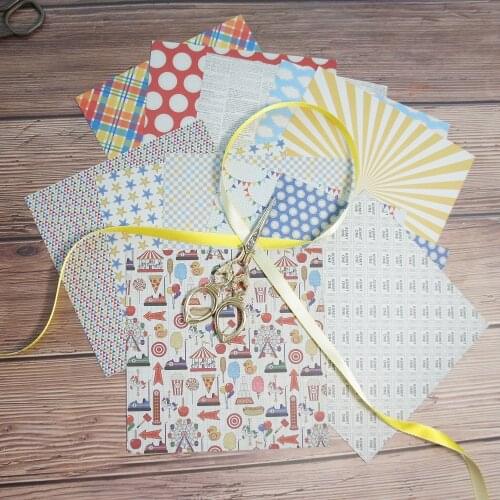 24 sheets DIY 12 style 15.2*15.2cm happy time theme craft paper as scrapbooking creative paper DIY handmade gift use