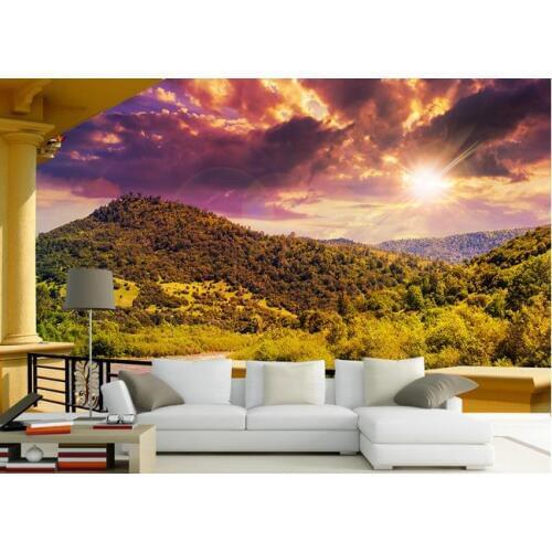 3d landscape wallpaper 3d wallpaper Corridor balcony mountain river landscape background wall photo 3d wallpaper