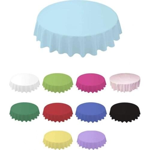84 Inch Round Tablecloth Simple Disposable Table Cloth PE Waterproof Thicker Table Cover Fabric for Home Wedding Decoration Part