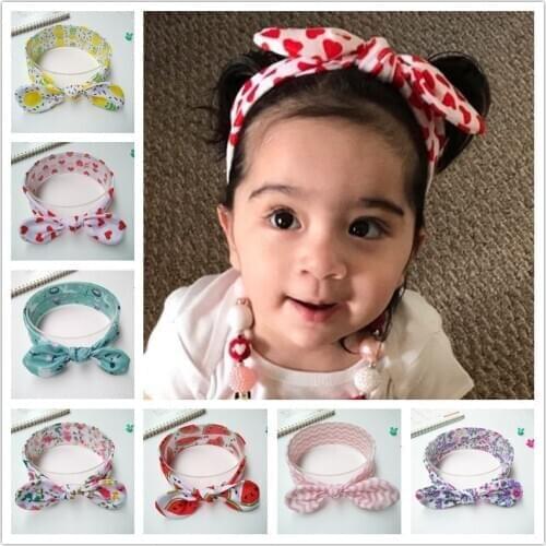 2020 New Baby Girls Hair Accessories Ribbon Rabbit Ear Knotted Baby Flower Headband Kids Bunny Bows Headbands Turban Bands