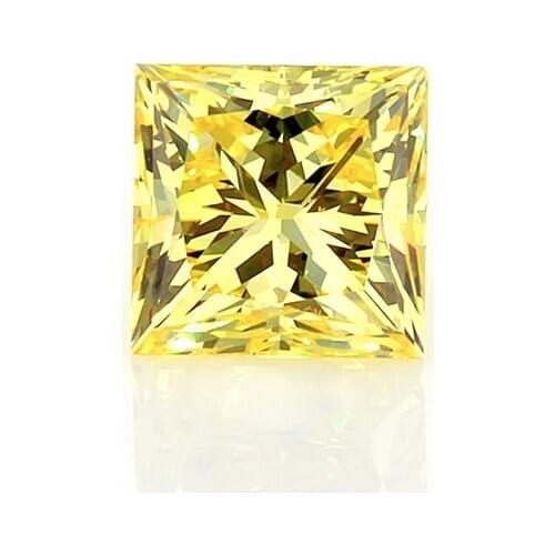 1ct Yellow Color Princess Cut Loose HPHT Lab Grown Diamond for Jewelry Ring Making
