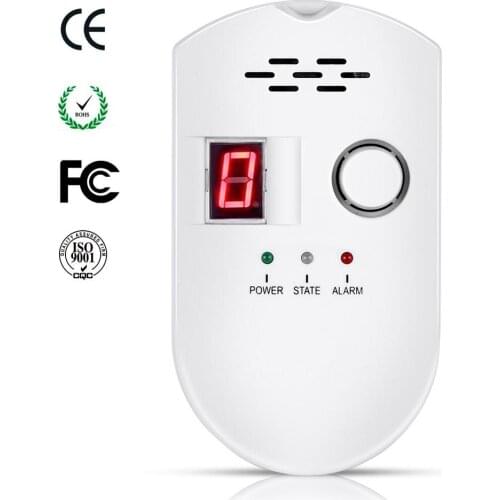 Household Gas Monitor Plug in Combustible LPG/Natural Gas/Coal Gas Leak Sensor with Sound Warning and LED Display for Kitchen