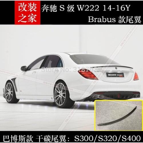 For Mercedes W222 Spoiler S Class S63 Carbon Fiber Rear Trunk Spoiler Wing S300 S350 S400 S500 S550 S63 4-door Sedan 2014 - UP