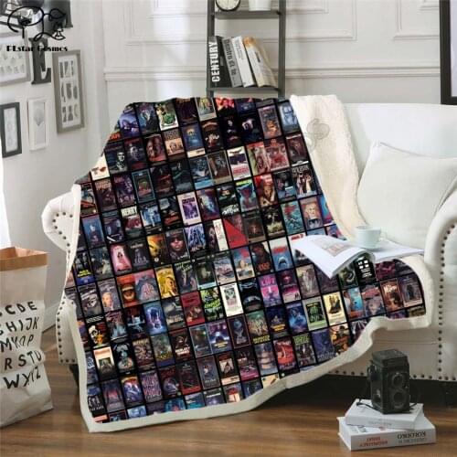 Horror Movies Fleece Blanket Plush 3d Printed for Adults Sofa Sherpa Fleece Bedspread Wrap Throw Blanket style-1