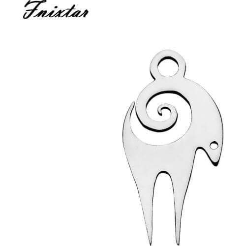 Fnixtar Stainless Steel Goat Shape Hollow Charms For Necklace Bracelet DIY Animal Metal Charms Pendant Jewelry Making 20pcs/lot