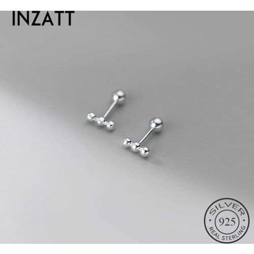 INZATT Real 925 Sterling Silver Letter T Bead Thread Stud Earrings For Fashion Women Punk Fine Jewelry Minimalist Accessories