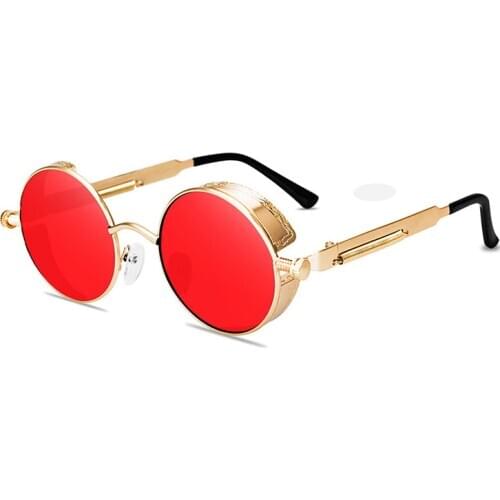 Classic gothic steampunk sunglasses sunglasses men women retro round glasses fashion goggles metal spring foot sunglasses