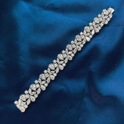 KNRIQUEN Real 925 Silver Sparking Flower Shape High Carbon Diamond Bracelet for Women Wedding Engagement Party Fine Jewelry Gift