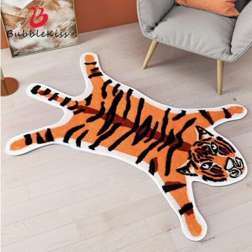 Bubble Kiss Cartoon Carpet Creative Tiger Shape Home Entrance Mats Bathroom Absorbent Non-slip Rugs For Bedroom Bedside Decor