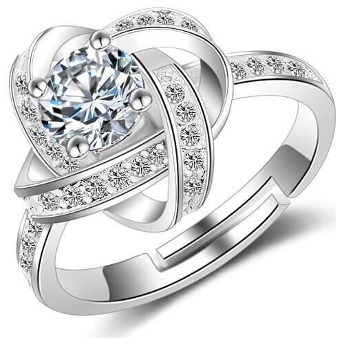 Fashion Sterling Silver Double Circle Cross Ring Engagement Wedding Jewelry Gift With Cubic Zircon Stone High Quality