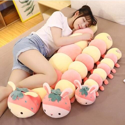Cartoon fruit turned into a long strip of insects pillow animal plush toy cotton stuffed animal fabric soft and comfortable gift