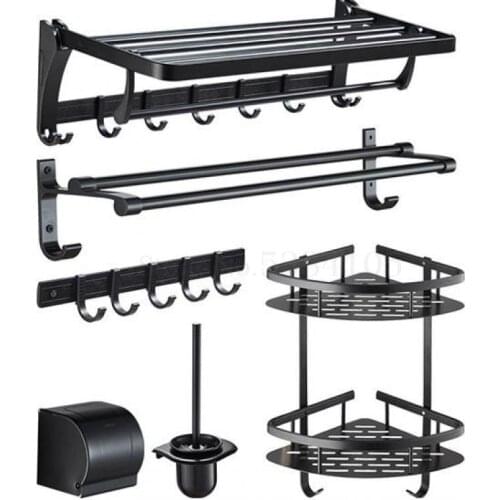 Bathroom toilet hardware pendant set Nordic towel rack towel rack free punching nail-free rack