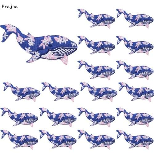 Prajna 10 PCS Cartoon Whale Embroidered Patches On Clothes Applique Iron On Patches For Clothing Stickers Cartoon Patch Badges