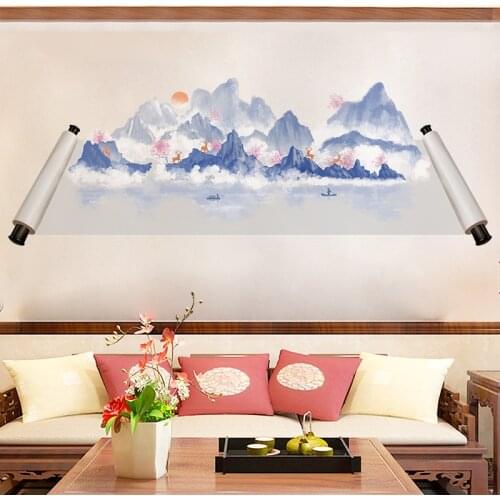 Landscape Scroll Painting 3D Wall Stickers Home Office Decor Living Room Art Wallpaper Bedroom Chinese Style Large Mural Decals