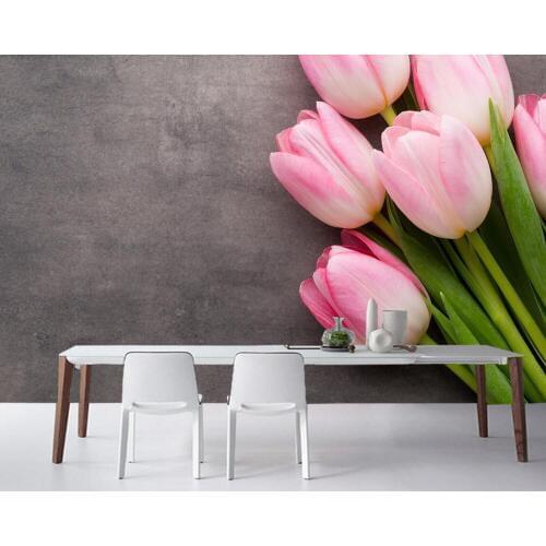 Papel de parede Tulips Pink color Flowers photo wallpaper living room bedroom dining room TV background restaurant bar 3d mural