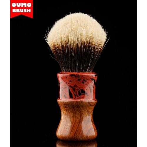 OUMO BRUSH- Ebonite Mixed wood "Babel" shaving brush with badger hair knot