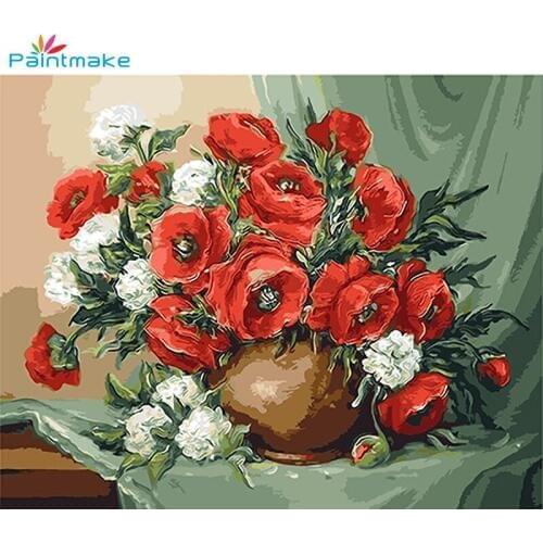 Paintmake Flowers Frameless Picture Painting By Numbers DIY Digital Canvas Oil Hand Painted Home Decor GX9422 40*50cm Art gifts