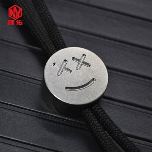 Titanium Alloy Happy Paracord Knife Beads Round Necklace Pendant EDC Paracord Bead Pendant Rope Buckle Zipper Buckle