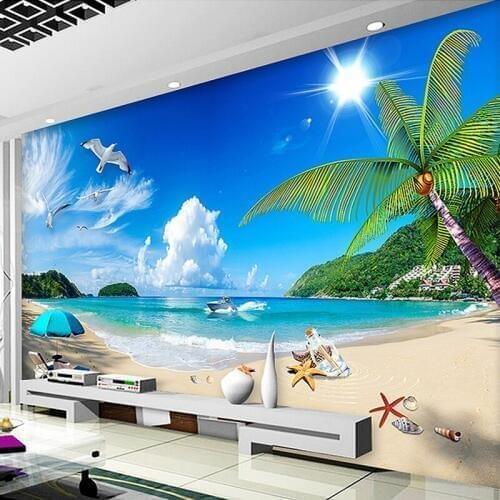 Custom 3D Photo Wallpaper Summer Seaview Sunshine Beach Photography Background Decor Wall Painting Living Room Wall Paper Modern