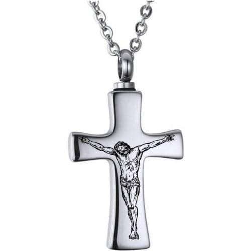 316L stainless steel memorial pets Ashes Keepsake pendant unique Jesus on Cross urn cremation pendant