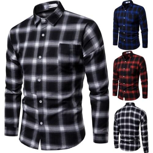Mens Fashion Business Shirt Leisure Plaid Printing Long-sleeved Shirt Tops Blouse Comfy Daily High Quality Shirts Dropshipping
