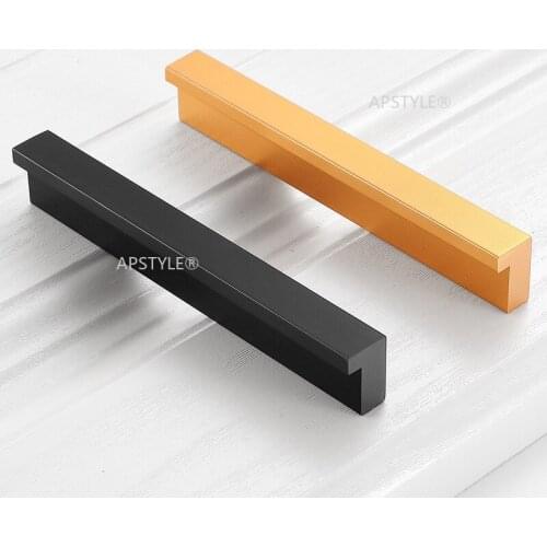 Furniture Dresser Knob Gold Black Aluminum Alloy Modern T Bar Cupboard Drawer Handle Kitchen Cabinet Hardware