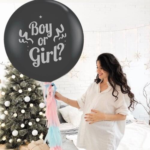 1pc 36inch Boy or Girl Balloon Gender Reveal Party Black Latex Ballon with Confetti Gender Reveal Globos Baby Shower Decoration