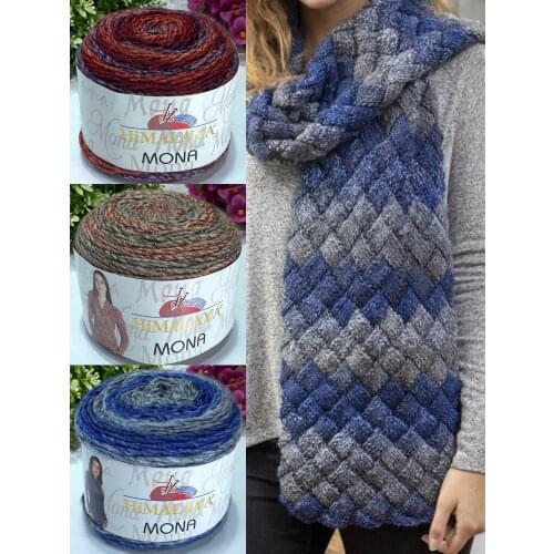 Wool Knitted Yarn - 4 Color Options - 260 Meters (100gr) - Himalaya Mona - Acrylic - Shawls - Scarves - Cardigan - Sweater - Hom
