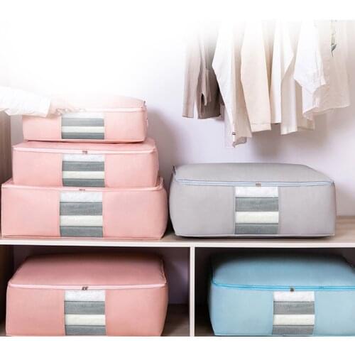 Non-Woven Storage Bags Foldable Clothing Organizer for Pillow Quilt Blanket Breathable Closet OrganizerHome Storage 3 Sizes
