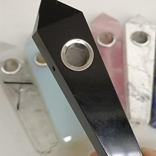 Natural Quartz Crystal Labradorite Stone Smoking Pipe to Heal Crystal Stone Tobacco Pipe Dry pipe 1pc