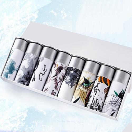 8 Pieces/Pack Underwear Men Boxer Seamless Ice Silk Thin Breathable Cool Shorts Big Size Mens Underwear Boxer for Male